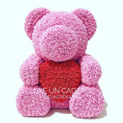 L’ourson de roses avec cœur 70cm
