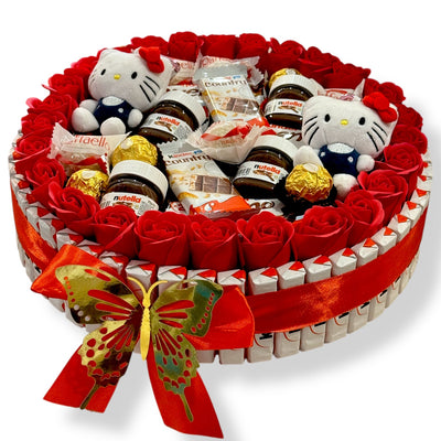 Bouquet gourmand Kinder Bueno& Nutella avec peluche – Cadeau unique et personnalisable