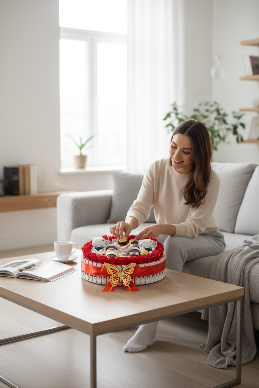 Bouquet gourmand Kinder Bueno& Nutella avec peluche – Cadeau unique et personnalisable