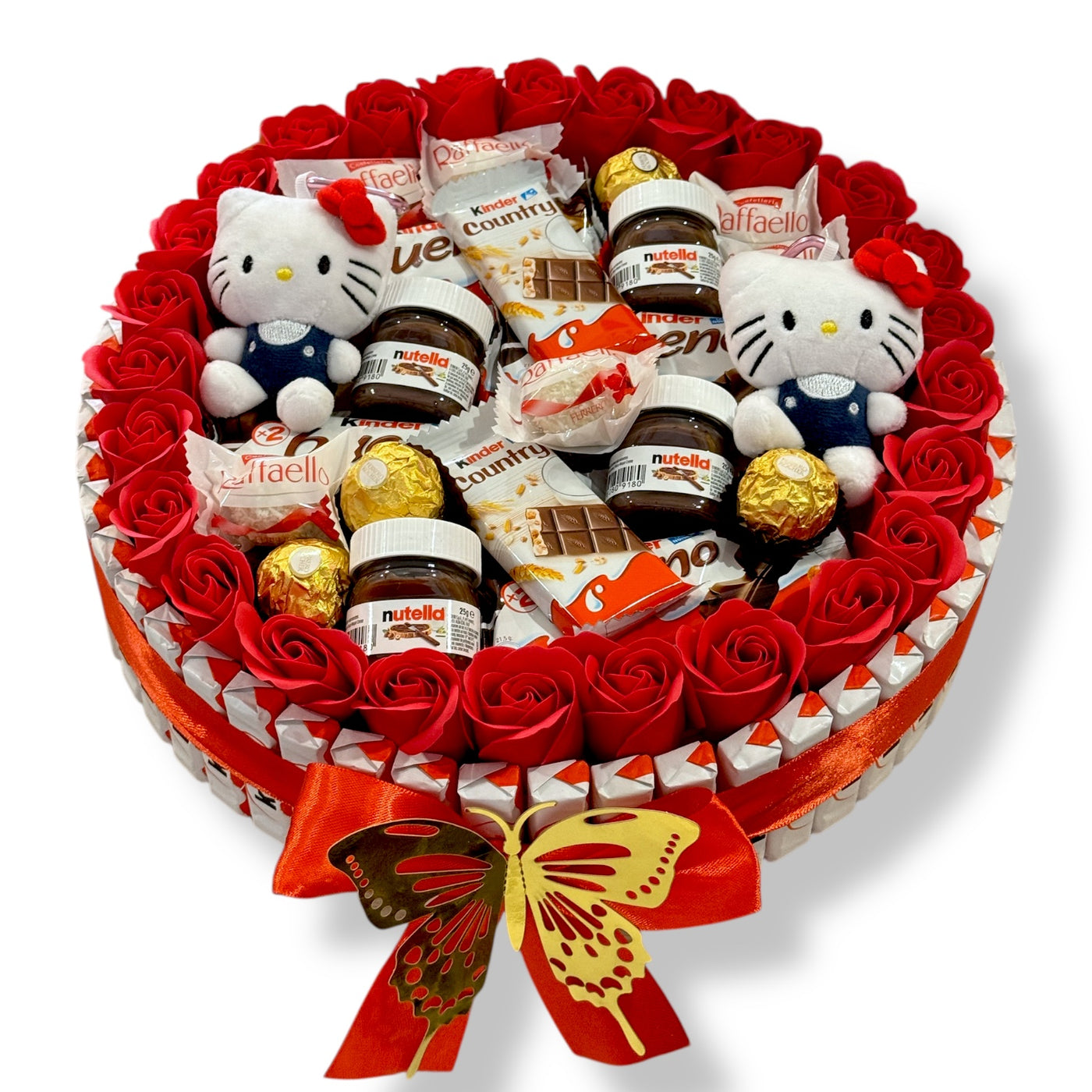 Bouquet gourmand Kinder Bueno& Nutella avec peluche – Cadeau unique et personnalisable