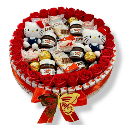 Bouquet gourmand Kinder Bueno& Nutella avec peluche – Cadeau unique et personnalisable