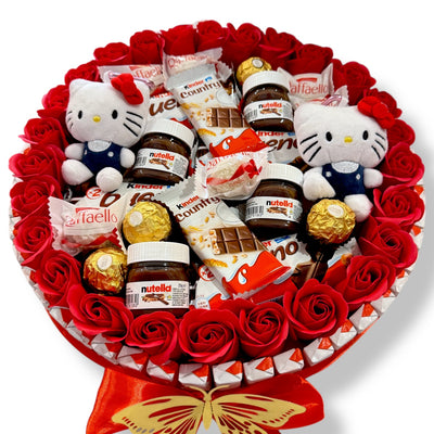 Bouquet gourmand Kinder Bueno& Nutella avec peluche – Cadeau unique et personnalisable