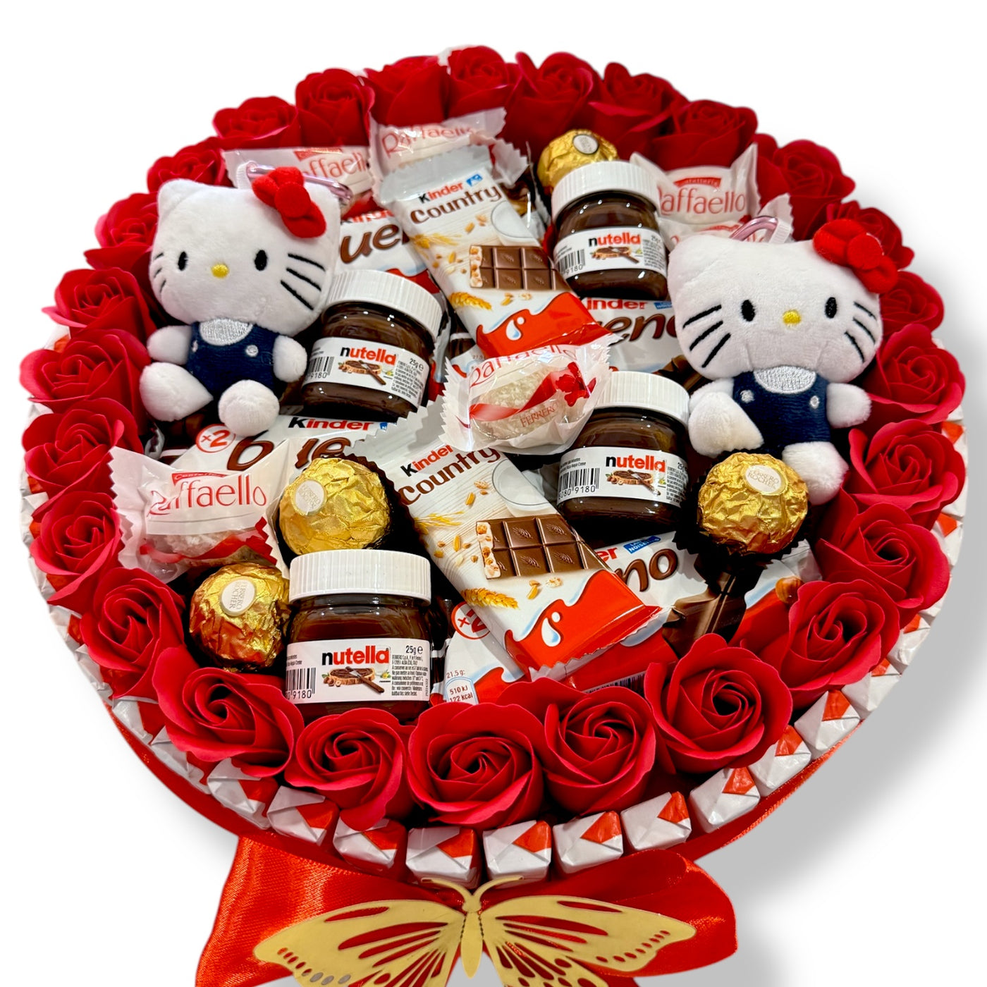 Bouquet gourmand Kinder Bueno& Nutella avec peluche – Cadeau unique et personnalisable