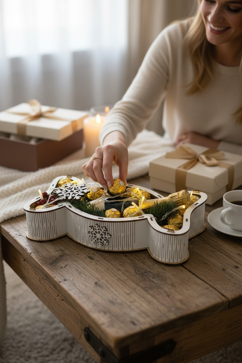 Boîte cadeau en bois – édition festive