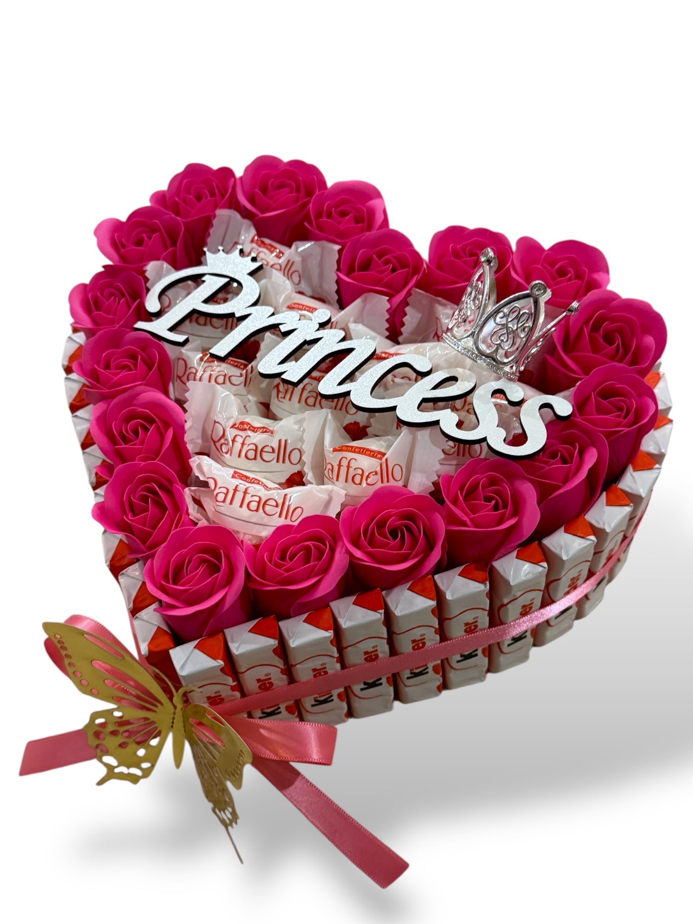 Coffret cœur gourmand Raffaello & roses