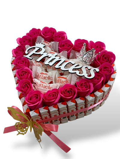 Coffret cœur gourmand Raffaello & roses