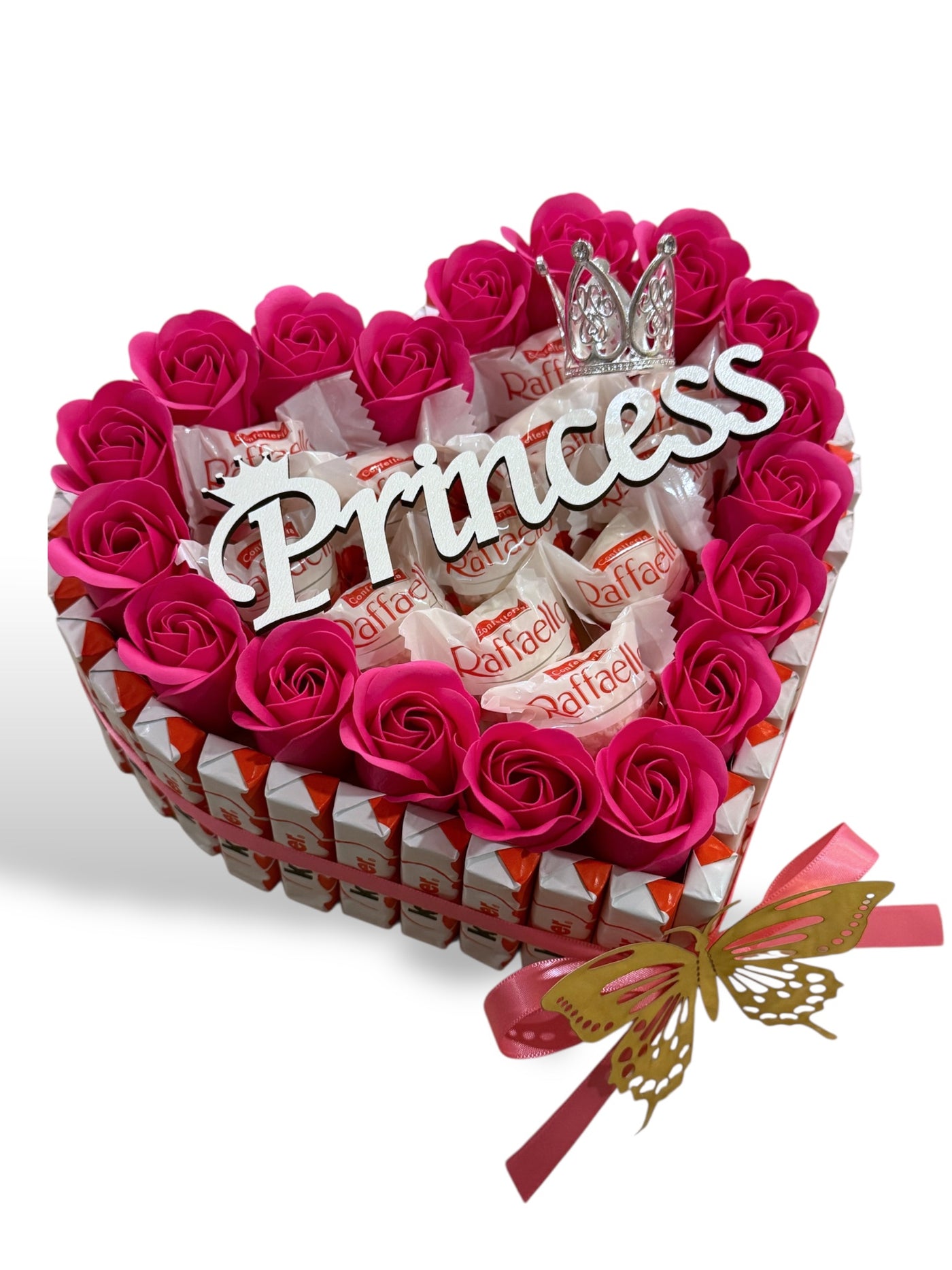 Coffret cœur gourmand Raffaello & roses