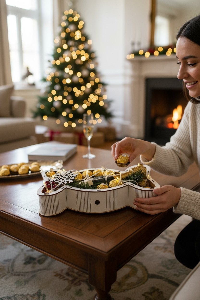 Coffret « Noël en Or » – Champagne Nicolas Feuillatte & 27 chocolats dorés