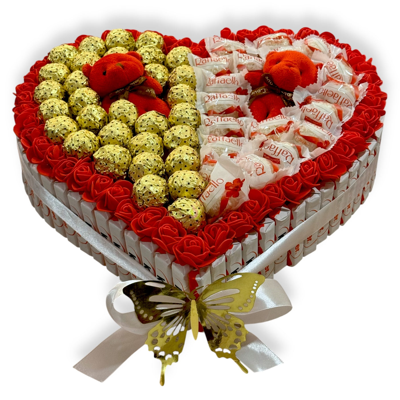 Coffret Cadeau en Forme de Cœur – Ferrero Rocher, Raffaello & Oursons Rouges