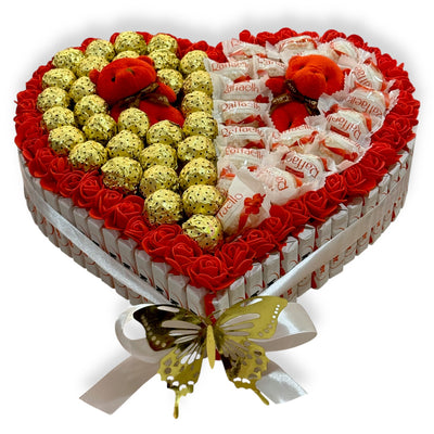 Coffret Cadeau en Forme de Cœur – Ferrero Rocher, Raffaello & Oursons Rouges