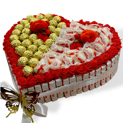 Coffret Cadeau en Forme de Cœur – Ferrero Rocher, Raffaello & Oursons Rouges