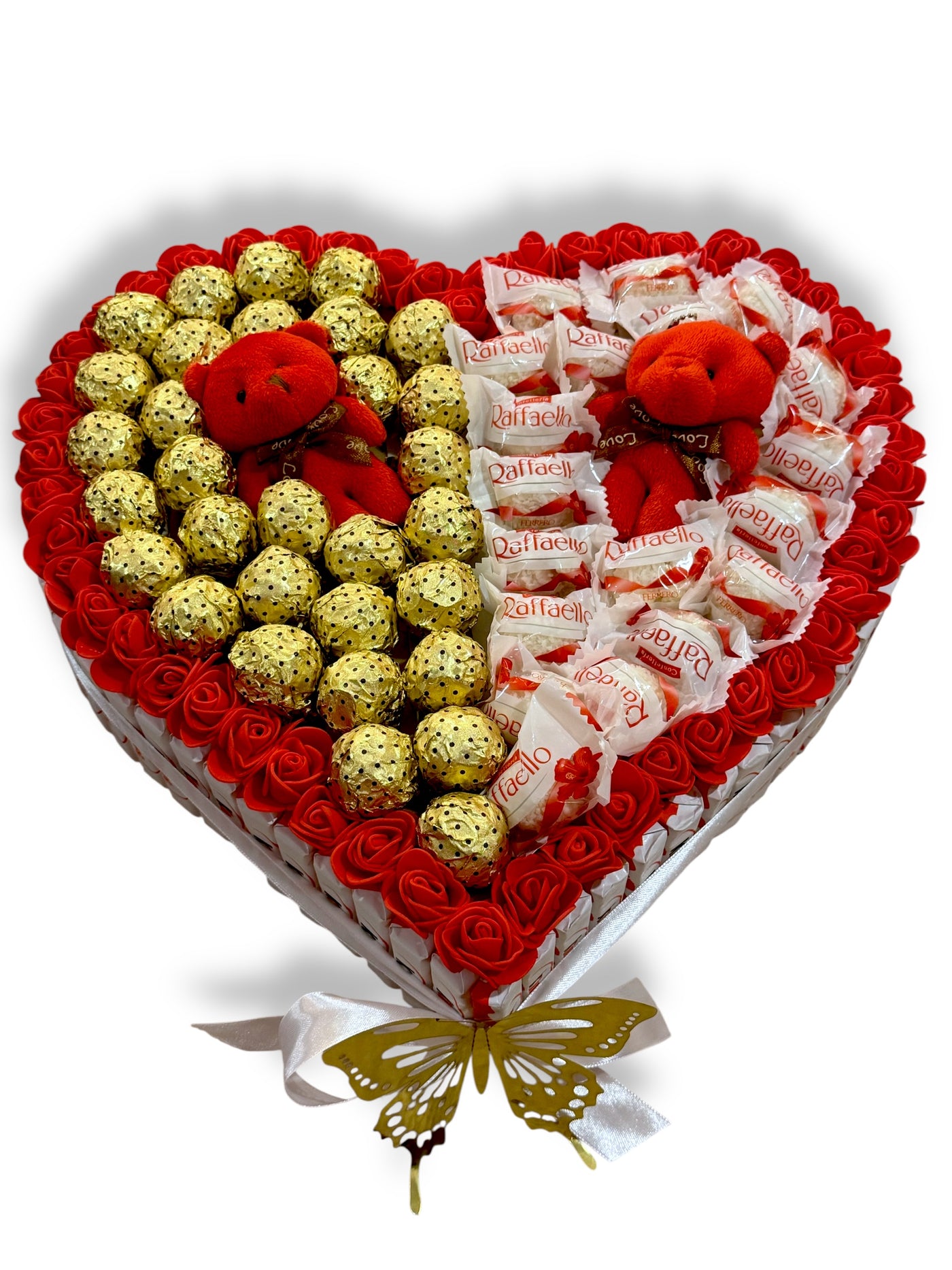 Coffret Cadeau en Forme de Cœur – Ferrero Rocher, Raffaello & Oursons Rouges