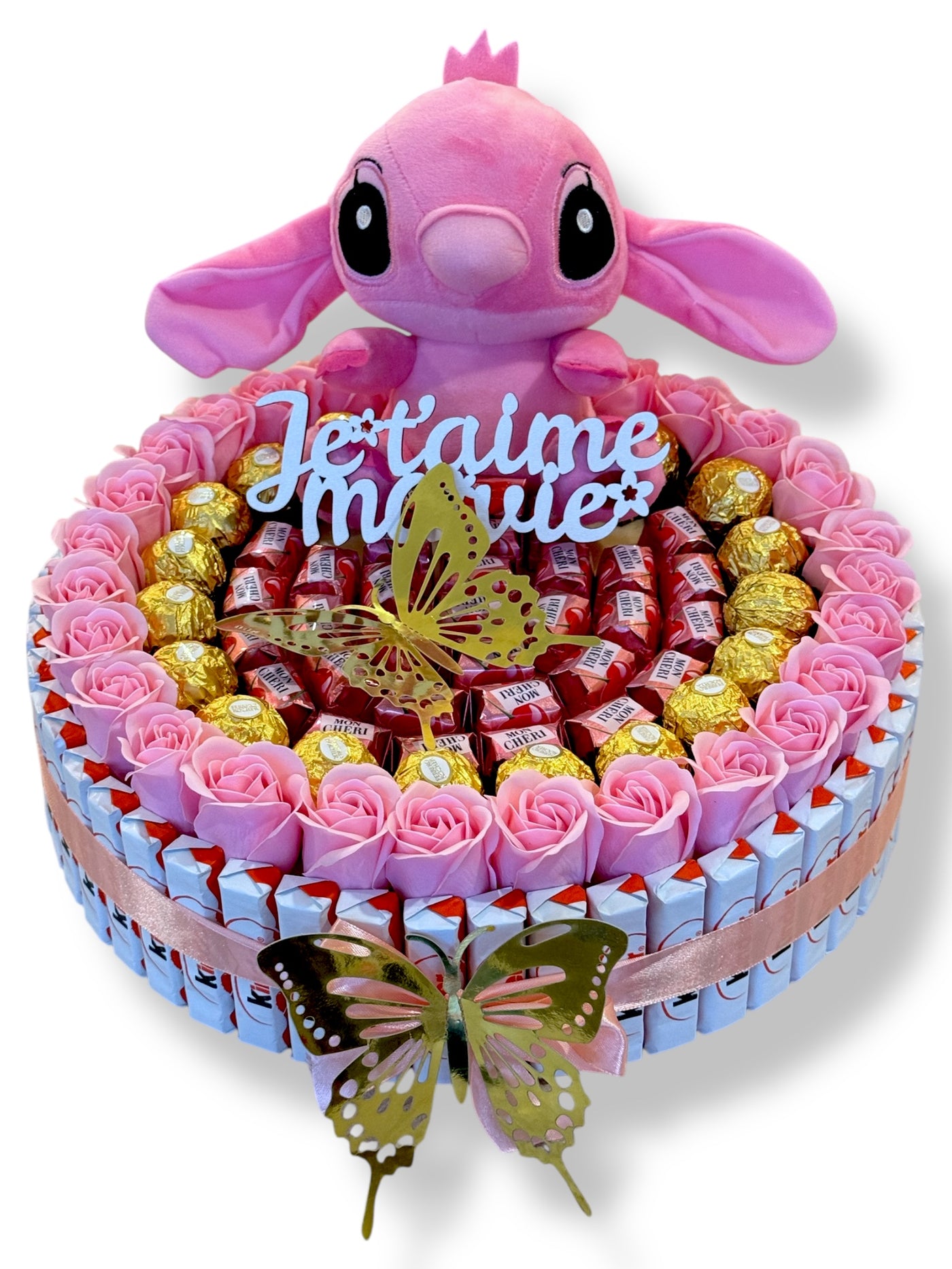 Coffret Angel + Ferrero rocher et mon chéri – Peluche Angel , Fleurs de Savon & Chocolats