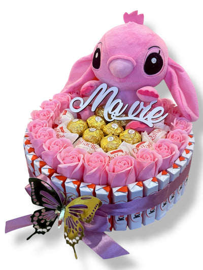 Cadeau Cœur avec Peluche Angel – Douceur & Chocolats