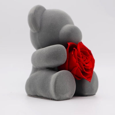 L’ourson • Romantique  • avec bouquet rose stabilisé