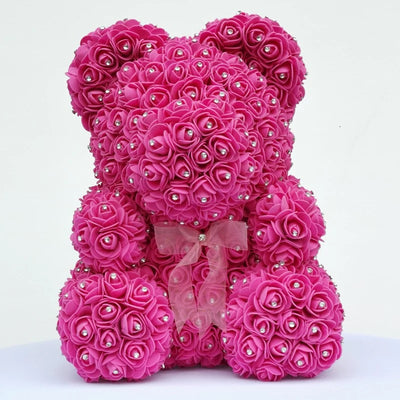 L’ourson de roses avec strass 40 cm