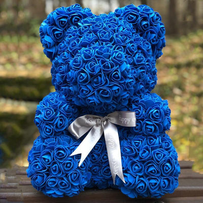 L’ourson de roses Bleu 40 cm