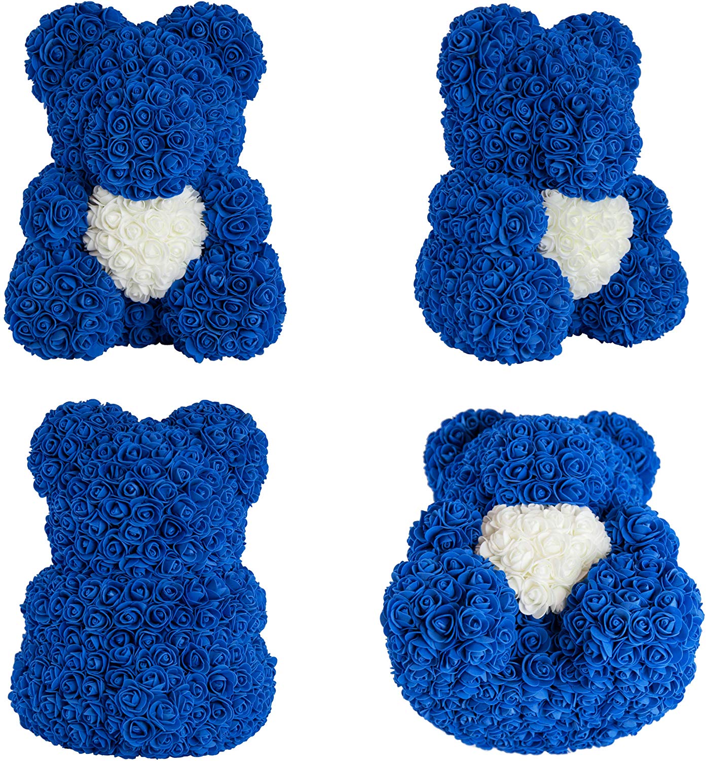 L'ourson de roses avec coeur 40 cm Bleu